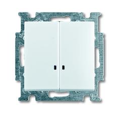 Выключатель ABB 1012-0-2154 BASIC 55 двухклавишный с подсветкой, 10А, 250В, IP20 сх.5 белый