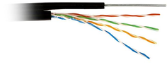 Кабель витая пара U/UTP 5e кат. 4 пары Atcom AT11952 24AWG(0.50 мм), медь, одножильный (solid), внешний, с троссом, PE, чёрный, уп/305м