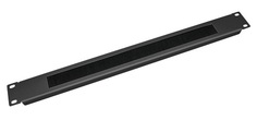 Органайзер 19, 1U Cabeus SH-J004A-BK кабельный горизонтальный с щеточным вводом, металлический, цвет черный (RAL 9004)