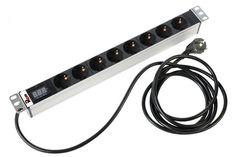 Блок розеток 19", 8 розеток ЦМО R-16-8S-AM-440-3 вход Schuko,шнур 3м,1U,484х45х45 (ШхГхВ),16А,амперметр