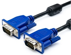 Кабель VGA Atcom AT8001 1.5м, 1080P, 2 феррита, черно-синий, в пакете