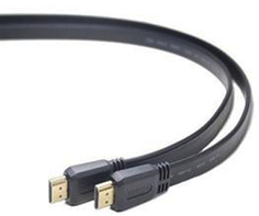 Кабель интерфейсный HDMI-HDMI Cablexpert CC-HDMI4F-6 1.8м, v2.0, 19M/19M, плоский кабель, черный, позол.разъемы, экран, пакет