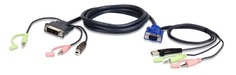 Кабель Aten 2L-7DX2U КВМ с интерфейсами передачи звука, USB, VGA - DVI, 1.8м