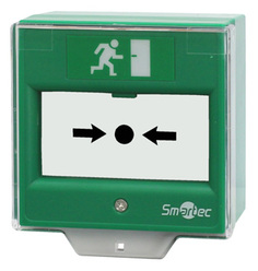 Устройство Smartec ST-ER114D-GN разблокировки двери со стеклянной вставкой, защитная прозрачная крышка, 2 группы контактов НР/НЗ