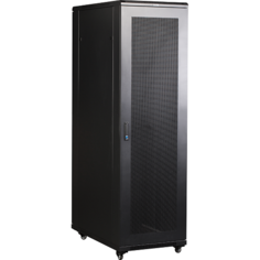 Шкаф напольный 19", 27U TWT TWT-CBB-27U-6x8-G1 Business, 600x800, черный, передняя дверь стекло, задняя дверь распашная металл