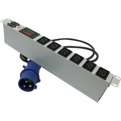 Блок розеток 19", 6 розеток NT SOC 230.32A2.VA-6С19-IEC309 G 345152 горизонтальный, 230В, 32А, 2 автомата, с локальным мониторингом, выход: С19-6, вхо
