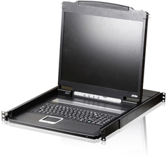 Консоль KVM Aten CL1000N-ATA-RG 19", SVGA+KBD+MOUSE PS/2, с KVM-шнуром USB 1.8м., LCD экран 19", лат./рус. клавиатура