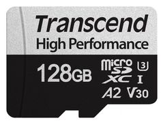 Карта памяти 128GB Transcend TS128GUSD330S High Performance, microSDXC UHS-I U3, V30, A2 [R/W - 100/85 MB/s] с адаптером