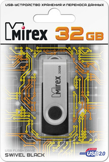 Накопитель USB 2.0 32GB Mirex SWIVEL 13600-FMURUS32 чёрный (ecopack)