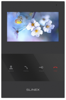 Видеодомофон Slinex SQ-04 SQ-04 Black цветной, настенный, 4.3" TFT LCD дисплей 16:9, 480×272, до 2-х вызывных панелей, сенсорные кнопки, черный
