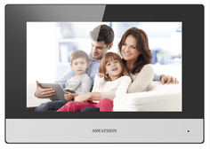Видеодомофон HIKVISION DS-KH6320-WTE1 сенсорный 7" цветной TFT LCD экран с разрешением 1024x600, встр. микрофон и динамики, питание DC12В/POE