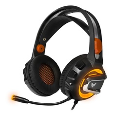 Гарнитура проводная Crown CMGH-3003 black/orange, jack 3.5мм 4pin+адаптер 2*jack spk+mic+USB для подсветки, 20Гц-20000Гц, 3.2м, рег.громкости, микрофо