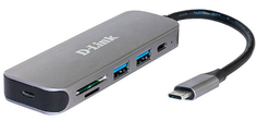 Разветвитель USB 3.0 D-link DUB-2325/A1A 2-port USB, USB Type-C port, SD and microSD card slots Hub.2 downstream USB type A (female) ports, 1 downstre