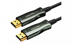 Кабель HDMI Wize AOC-HM-HM-40M оптический, 40 м, 4K/60HZ,  v.2.0, ARC, 19M/19M, черный,  коробка