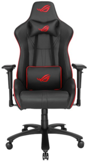 Кресло игровое ASUS ROG SL200 чёрное, (PU кожа, сталь, аллюминий, газпатрон 4 кл, ролики 60 мм, механизм качания)