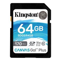 Карта памяти SDXC 64GB Kingston SDG3/64GB UHS-I Class U3 V30, чтение: 170Мб/с, запись: 70Мб/с