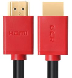 Кабель интерфейсный HDMI удлинитель GCR GCR-HM451-1.5m 01076, v2.0 M/M красные коннекторы, OD7.3mm, 28/28 AWG, позолоч. контакты, Ethernet 18.0 Гбит/с