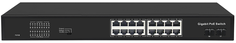 Коммутатор неуправляемый GIGALINK GL-SW-G005-16P 16PoE (802.3af/at)-1000Мбит/с, 9-16 порт до 250м cat6, 2 SFP- 1000Мбит/с , 300W