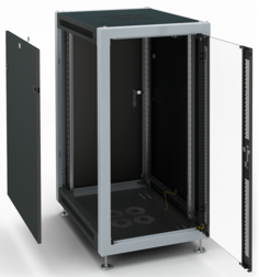 Шкаф напольный 19", 18U SYSMATRIX SL 6818.912 600x800x935mm, передняя дверь стекло, задняя дверь металл, поворотная ручка с замком, черный