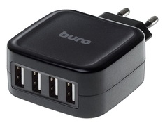 Зарядное устройство Buro TJ-286B 4xUSB, 5А 5V, black