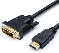 Кабель HDMI-DVI Atcom AT3808 1.8м, 24 pin, 2 феррита, черный, пакет