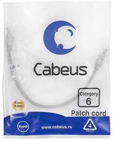 Кабель патч-корд U/UTP 6 кат. 0.3м Cabeus PC-UTP-RJ45-Cat.6-0.3m-WH неэкранированный, белый