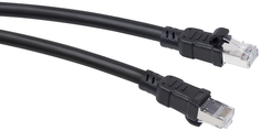 Кабель патч-корд FTP 6а кат. 10м Cabeus PC-ARM-FTP-RJ45-Cat.6a-10m-PE 2xRJ45/8p8c, экранированный, армированный гофрированной стальной лентой, черный,
