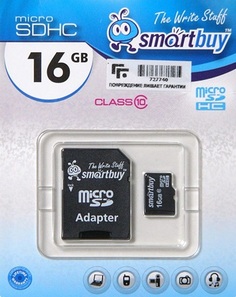 Карта памяти 16GB SmartBuy SB16GBSDCL10-01 SB16GBSDCL10-01 micro SDHC class 10 (SD адаптер)