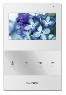 Видеодомофон Slinex SQ-04 SQ-04 White цветной, настенный, 4.3" TFT LCD дисплей 16:9, 480×272, до 2-х вызывных панелей, сенсорные кнопки, белый