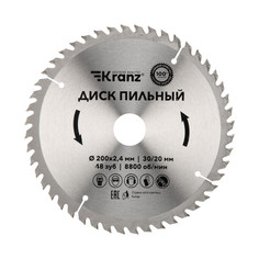 Диск KRANZ KR-92-0118 пильный 200 мм х 48 зуб х 30/20 мм