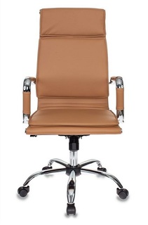 Кресло офисное Бюрократ CH-993 светло-коричневое, искусственная кожа, крестовина хром