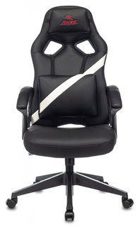 Кресло Бюрократ ZOMBIE DRIVER WH цвет черный/белый, искусственная кожа, с подголов. крестовина пластик