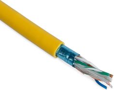 Кабель витая пара F/UTP 5e кат. 4 пары Hyperline FUTP4-C5E-P26-IN-LSZH-YL-100 26AWG(7x0.16 мм), медь, многожильный (stranded), внутренний, LSZH, нг(C)