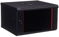 Шкаф настенный 19", 6U W&T C066054BWTWOF 600x540 мм, дверь стекло, цвет чёрный, без вент.