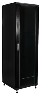 Шкаф напольный 19", 42U W&T B426060BWTWOF-RU 600x600 мм, передняя дверь стекло, задняя глухая металл, цвет чёрный. Без вент. Россия
