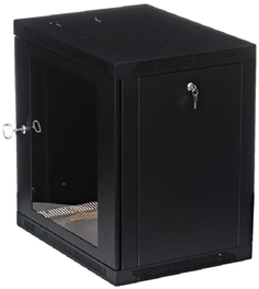 Шкаф настенный 19", 12U W&T C126045BWTWOF-RU 600x450 мм, дверь стекло, цвет чёрный, без вент.