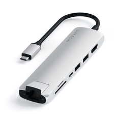 Док-станция Satechi Type-C Slim Multiport ST-UCSMA3S with Ethernet Adapter, Gigabit Ethernet, USB-C PD, 2хUSB 3.0, 4K HDMI, micro/SD, серебристый