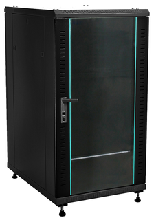 Шкаф напольный 19", 25U W&T B256060BWTWOF-RU 600x600 мм, передняя дверь стекло, задняя глухая металл, цвет чёрный. Без вент. Россия