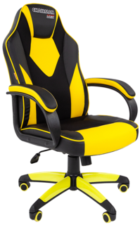 Кресло Chairman game 17 Chairman 7028515 черное/желтое, экокожа/ткань, фиксация, регулировка по высоте, газпатрон 3 кл, до 120 кг