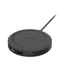 Зарядное устройство беспроводное Mophie 401307464 Universal Wireless Charging Hub, цвет: черный, в комплекте адаптер питания от сети.