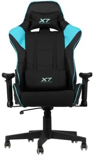 Кресло A4Tech X7 GG-1100 игровое, крестовина пластик, текстиль/эко.кожа, цвет: черный/голубой