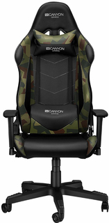 Кресло Canyon Argama GС-4AO CND-SGCH4AO для геймеров, до 150 кг, газлифт 4 класса, регулируемые подлокотники, наклон спинки 90-165°, цвет "милитари"