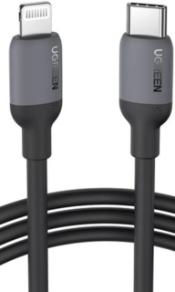 Кабель UGREEN US387 20304_ USB-C to Lightning Silicone, 1м, цвет: черный