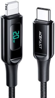 Кабель ACEFAST C6-01 USB Type-C/Lightning, 1.2м, с цифровым дисплеем, чёрный