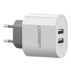 Зарядное устройство сетевое UGREEN CD104 20384_ 2*USB Type-A, цвет: белый