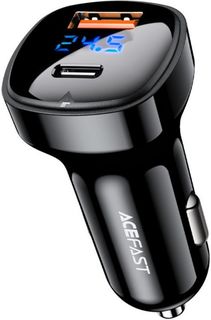 Зарядное устройство автомобильное ACEFAST B4 двухпортовое, 66W, USB Type-C/USB Type-A с цифровым дисплеем, чёрное