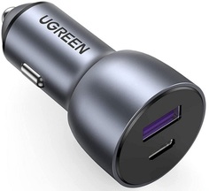 Зарядное устройство автомобильное UGREEN CD130 40858_ USB Type-C, PD/USB Type-A, QC, 30W, серый