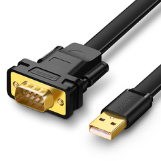 Кабель UGREEN CR107 20218_ USB 2.0/DB9 RS-232, 2м, черный