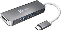 Адаптер j5create JCD371 USB-C 2-port Hub + HDMI + Power Delivery