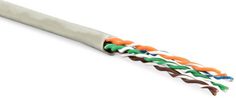 Кабель витая пара U/UTP 5e кат. 4 пары Hyperline UUTP4-C5E-P24-IN-LSZH-GY-100 24AWG(7х0.20 мм), медь, многожильный (stranded), внутренний, LSZH, нг(C)